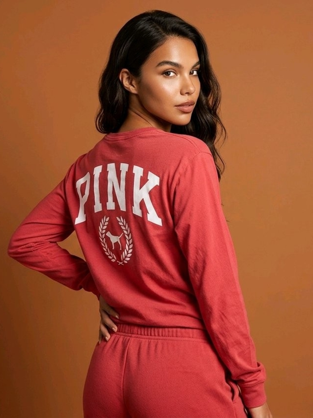Victoria’s Secret PINK Dog Graphic Long Sleeve Campus Tee Size XS